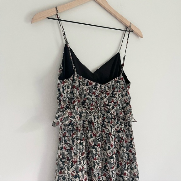 Sage the Label Spaghetti Strap Ruffle Foral V Neck Midi Dress‎ Grey Size Small - Picture 4 of 9